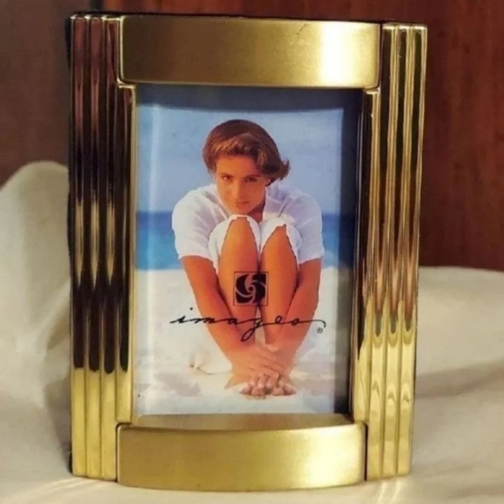 1980S NWT GOLD VELVET FRAMED PHOTO ALBUM BOOK 4 x 3 - 50 PAGES